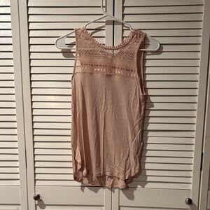 H&M Blush Pink Lace Detail Sleeveless Blouse